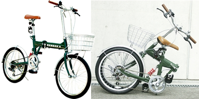 20インチ折畳み自転車 ヘブンズ シマノ6段変速モデル グリーン